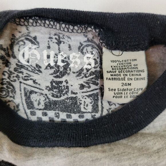 Guess Size 24 Months Boys Gray and Black Long Sleeve Tee - Picture 2 of 3